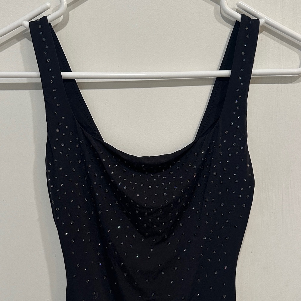 Skims x Swarovski Jelly Square Neck Black Embellished Bodysuit (NWOT)